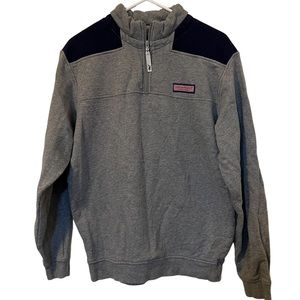 Vineyard Vines, heather gray and navy a quarter zip pull over shirt, size small